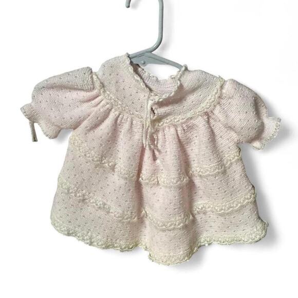 3 6 months vintage bundle baby girl handmade crochet dress Italian Renzo sweater - Picture 6 of 6